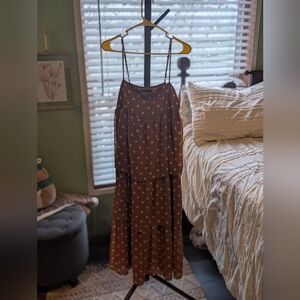 Rust Polka Dot Tiered Maxi Dress